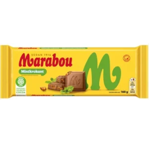 Шоколад Marabou (Марабу) Mint Krokant молочный с мятой, 160 гр