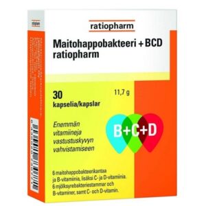 Молочно-кислые бактерии и витамины Ratiopharm Maitohappobakteeri B+C+D 30 капсул