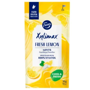 Лимонно-мятные пастилки без сахара (с ксилитом) Fazer Xylimax Fresh Lemon 35 гр