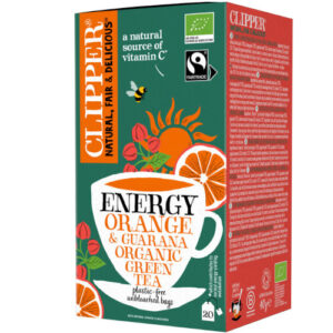 Тонизирующий зеленый чай с гуараной и апельсином Clipper Energy Orange Guarana 20 пакетиков