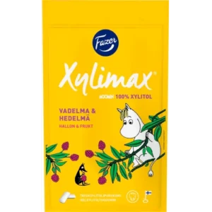 Жевательная резинка Fazer Xylimax Muumi Vadelma-Hedelmä 100 гр малиновая