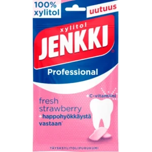 Жевательная резинка с ксилитом Jenkki Professional Fresh Strawberry + C 90 гр клубника и витамин С